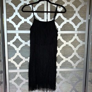 FASHION NOVA NWT Elegant Black Fringe Dress